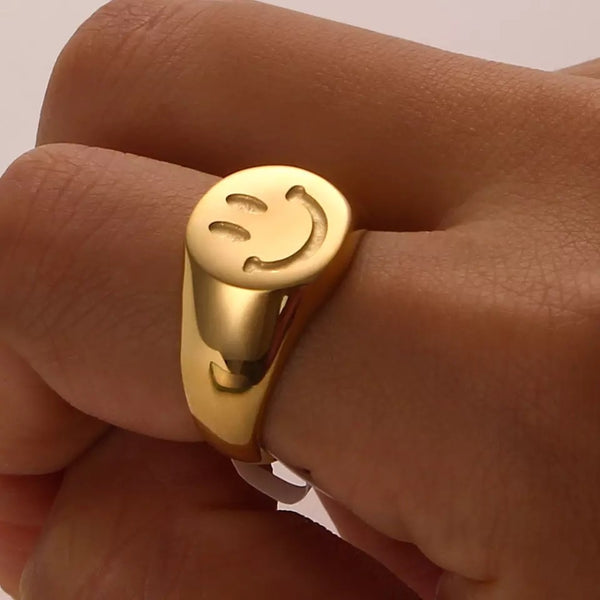 Ring chunk smiley zilver