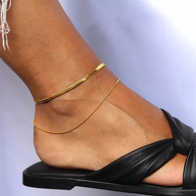 Anklet double flat dots