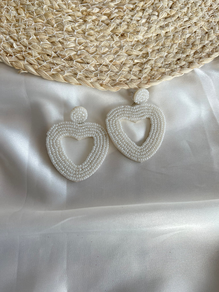 Beaded earrings lined heart