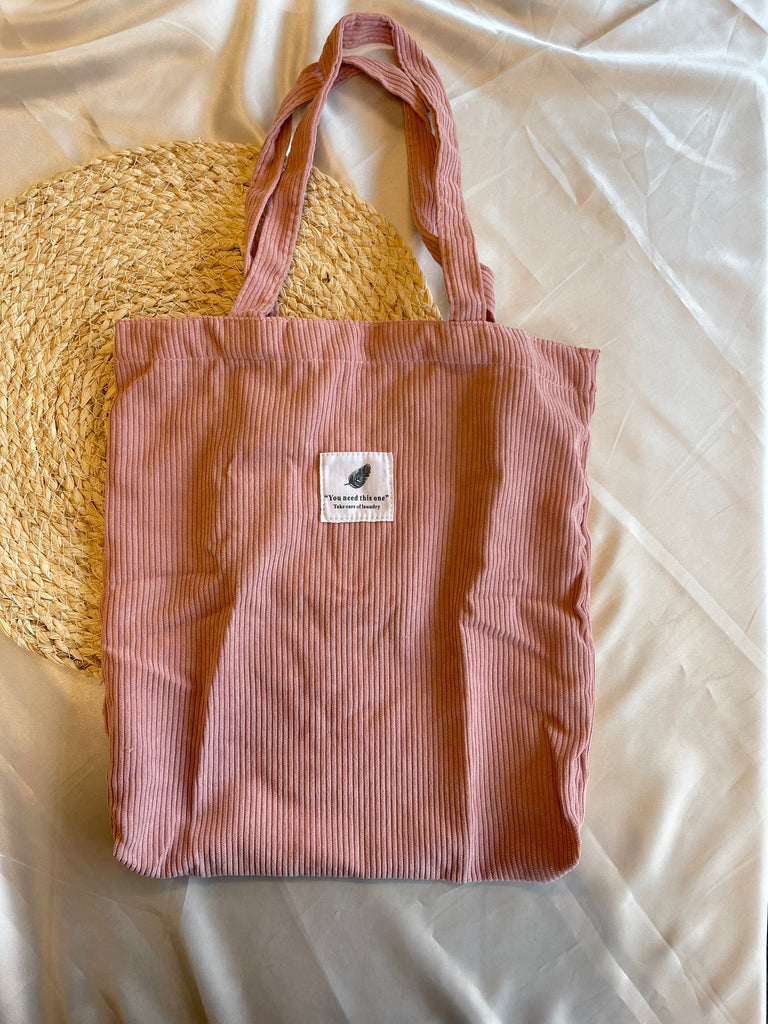 Corduroy tote bag pink