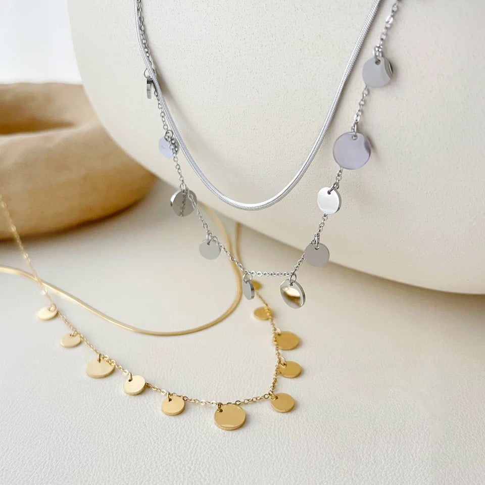 Layered necklace coins