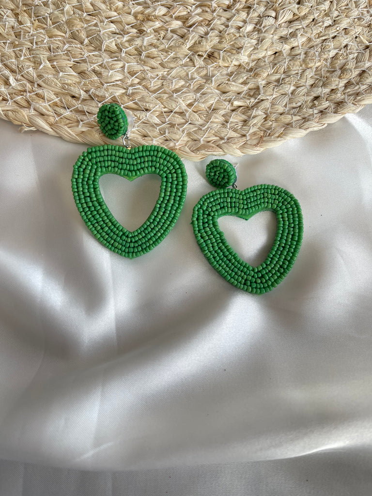Beaded earrings lined heart